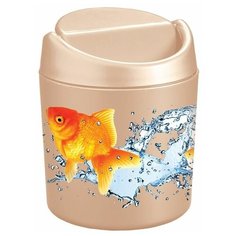 Контейнер для мусора с декором (рыбки) 0,75 л Бытпласт , золотистый