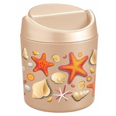 Контейнер для мусора , с декором (морская звезда) 0,75 л, золотистый Бытпласт