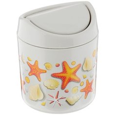 Контейнер для мусора с декором (морская звезда) 0,75 л Бытпласт , белый