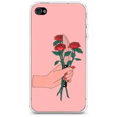Силиконовый чехол "Розы и нож" на Apple iPhone 4/4S / Айфон 4/4S Case Place