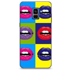 Силиконовый чехол "губы разноцветная помада" на Samsung Galaxy A8 2018 / Самсунг Галакси А8 2018 Case Place