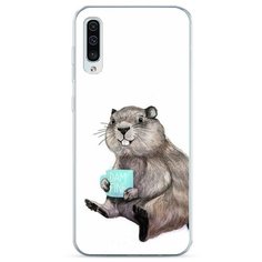 Силиконовый чехол "Бобер с кружкой" на Samsung Galaxy A30s / Самсунг Гэлакси А30s Case Place
