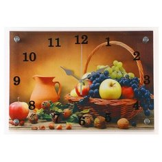 Часы настенные, серия: Кухня, "Корзинка фруктов", 25х35 см, микс Сюжет