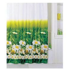 Штора для ванны Iddis Daizy Garden 200x200 Белая Зеленая