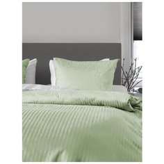 Постельное белье GoodNight Страйп-сатин дуэт (с нав. 50х70) олива