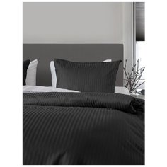 Постельное белье GoodNight Страйп-сатин 1,5 сп. (с нав. 50х70) черный