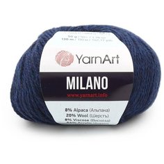 Пряжа YarnArt "Milano", 50 грамм, 130 метров, цвет: 877 синий (10 мотков) (количество товаров в комплекте: 10)