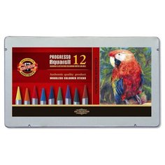Карандаши цветные акварельные Koh- I- Noor Progresso Aquarell 8782 8782012001PL круглые 12цв. многоцветныецельнографитные мет. кор.