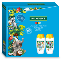 Palmolive Набор Гель для купания с миндалем 250 мл, гель для купания с кокосом 250 мл, наклейки