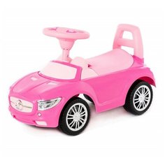 Автомобиль- каталка Полесье "SuperCar", № 1, со звуковым сигналом, розовая (84477)