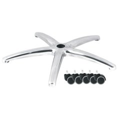 Усиленная крестовина для кресла Алюминиевая до 200 кг с набором прорезиненных роликов Метта