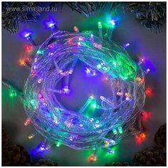 Гирлянда 10м. (100LED) комнатная, прозрачный пр с контроллером (35567-C) Зеленый Luazon