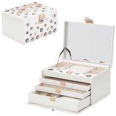 Шкатулка для украшений большого размера из серии Blossom беловго цвета с красочными узорами в виде цветов. Wolf