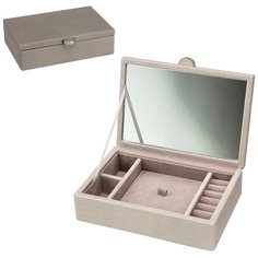 Шкатулка для хранения драгоценностей из экокожи серого цвета, серия - Boutique LC Designs