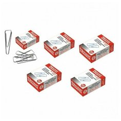 Скрепки ОФИСНАЯ ПЛАНЕТА, 25 мм, никелированные, треугольные, 100 шт., в картонной коробке, 222043 (5 штук) 222043-5