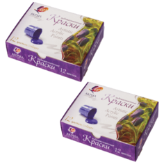 Краски акриловые художественные ЛУЧ, 12 цветов по 20 мл, в баночках, 22С1409-08 (2 штуки) 190662-2