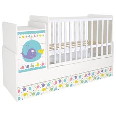 Кроватка детская Polini kids Simple 1100 Морская история, белый
