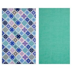 Набор кухонных полотенец "Мари Санна" рогожка 2 штуки, Мозаика Бирюза; Размер: 73х45 Набор из 2 штук Ночь Нежна