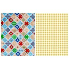 Набор кухонных полотенец "Мари Санна" рогожка 2 штуки, Мозаика голубой и Клетка желтый; Размер: 73х45 Набор из 2 штук Ночь Нежна