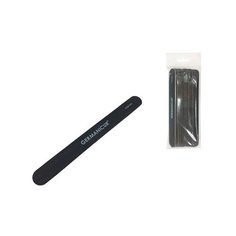 Пилка-наждак (20) GM-1801-WOOD (100/180) на деревянной основе прямая черная для ногтей Germanicur