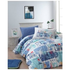 Комплект постельного белья "DO&CO" ранфорс; SUMMER голубой; Размер: 1.5