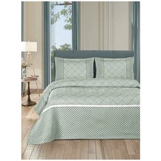 Покрывало жаккард "KARNA" AVRA 240x260 (50x70)*2 ; Зеленый размер Евро