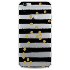 Силиконовый чехол "Черные полоски с золотыми кружками" на Apple iPhone 6S / Айфон 6S Case Place