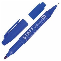 STAFF Маркер перманентный двусторонний Manager, синий