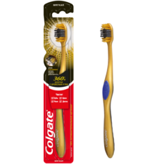 Зубная щетка Colgate 360° Золотая с древесным углем, синий