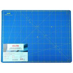 Коврик раскройный двухсторонний 60*45см, цвет синий, 2мм ALFA