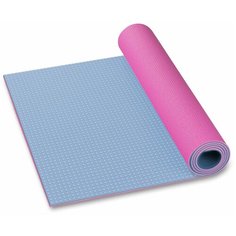 Коврик для йоги Indigo IN258, 173х61х0.6 см голубой/розовый однотонный