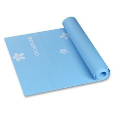 Коврик для йоги и фитнеса INDIGO PVC с рисунком Цветы YG03P 173*61*0,3 см Голубой