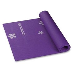 Коврик для йоги и фитнеса INDIGO PVC с рисунком Цветы YG03P 173*61*0,3 см Фиолетовый