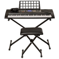 ROCKDALE Keys RKK-61 Синтезатор c комплектом аксессуаров: наушники, банкетка и стойка для клавишных инструментов.