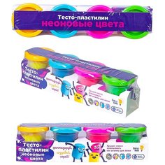 Набор для детской лепки тесто-пластилин "Неоновые цвета" Genio Kids
