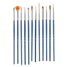 SW Набор кистей для дизайна ногтей (BS12), 12 шт. (1 дотс, 1 веерная, 10 для дизайна)