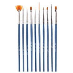 SW Набор кистей для дизайна ногтей, 10 шт. (1 дотс, 1 веерная, 8 для дизайна) (BS10)
