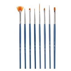 SW Набор кистей для дизайна ногтей (BS08), 8 шт. (1 дотс, 1 веерная, 6 для дизайна)