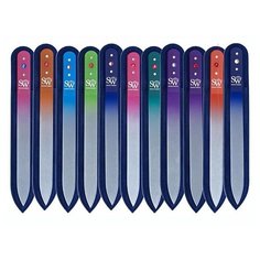 Пилка Стеклянная 2- х сторонняя, цветная с 3- мя стразми в бархатном чехле, ручная работа SW-03- C