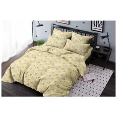 Детское постельное белье "Ночь Нежна" из бязи; Свинки желтое; размер Ясли