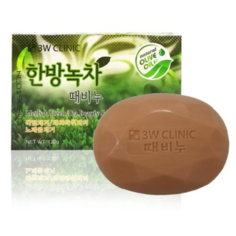 3W Clinic Мыло кусковое «зеленый чай» - Herbal green tea beauty soap, 120г