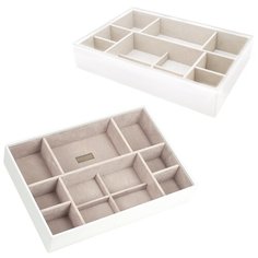 Шкатулка открытая для хранения украшений размера "большой" с 11 секциями белого цвета, серия - Stackers LC Designs