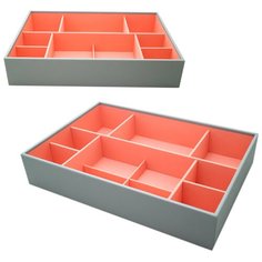 Шкатулка открытая для хранения украшений размера с 11 секциями серого цвета, серия - Stackers LC Designs