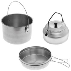 Набор туристической посуды HELIOS HS-NP 010146-00, 3 предмета серебристый