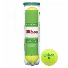 Мяч теннисный WILSON Starter Green Play, арт.WRT137400, одобр.ITF, фетр, нат.рез, уп.4шт,желто-зелен