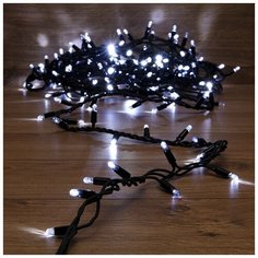 Гирлянда модульная «Дюраплей LED» 10 м, 200 LED, черный каучук, цвет свечения белый с эффектом мерцания NEON- NIGHT, 1шт