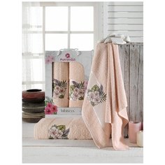 Набор полотенец "HIBISCUS"; Арт: 9724-пудра; Размеры: 50 х 80+70 х 130 Merzuka