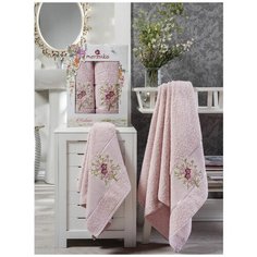 Набор полотенец "BOTANIK"; Арт: 9230-пудра; Размеры: 50 х 80+70 х 130 Merzuka