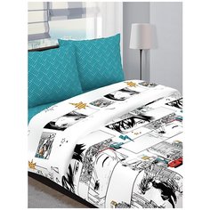 Постельное белье евро размер, 100% хлопок, бязь, большая простынь, рисунок аниме Boris