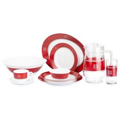 Столовый сервиз Luminarc Essence Rubis N4784, 6 персон, 46 предм., белый/красный
